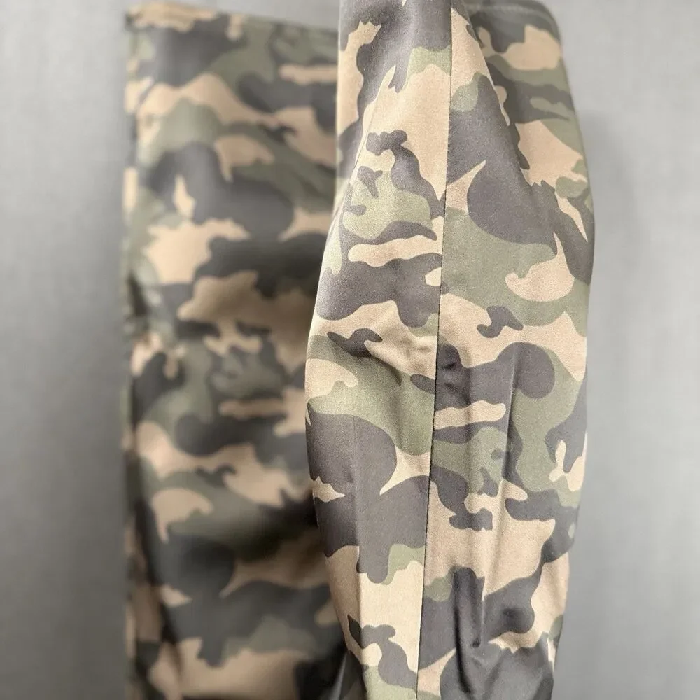 Aldo Camo Stretch Satin Thigh High Boots Size 6 Military Chic Grunge punk sleek - Picture 3 of 16